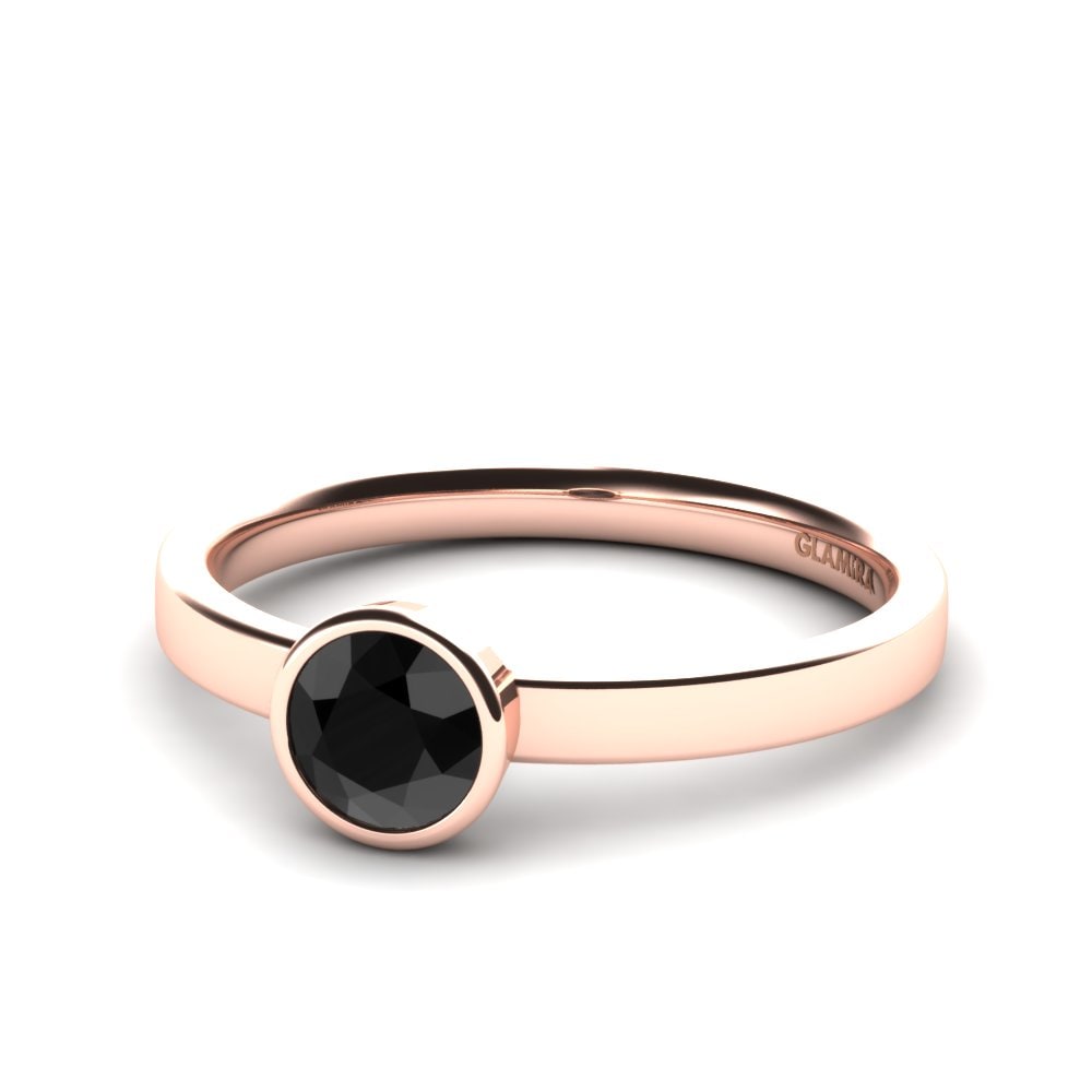 14ct Rose Gold Black Onyx Bridal Set Graceful Ring A