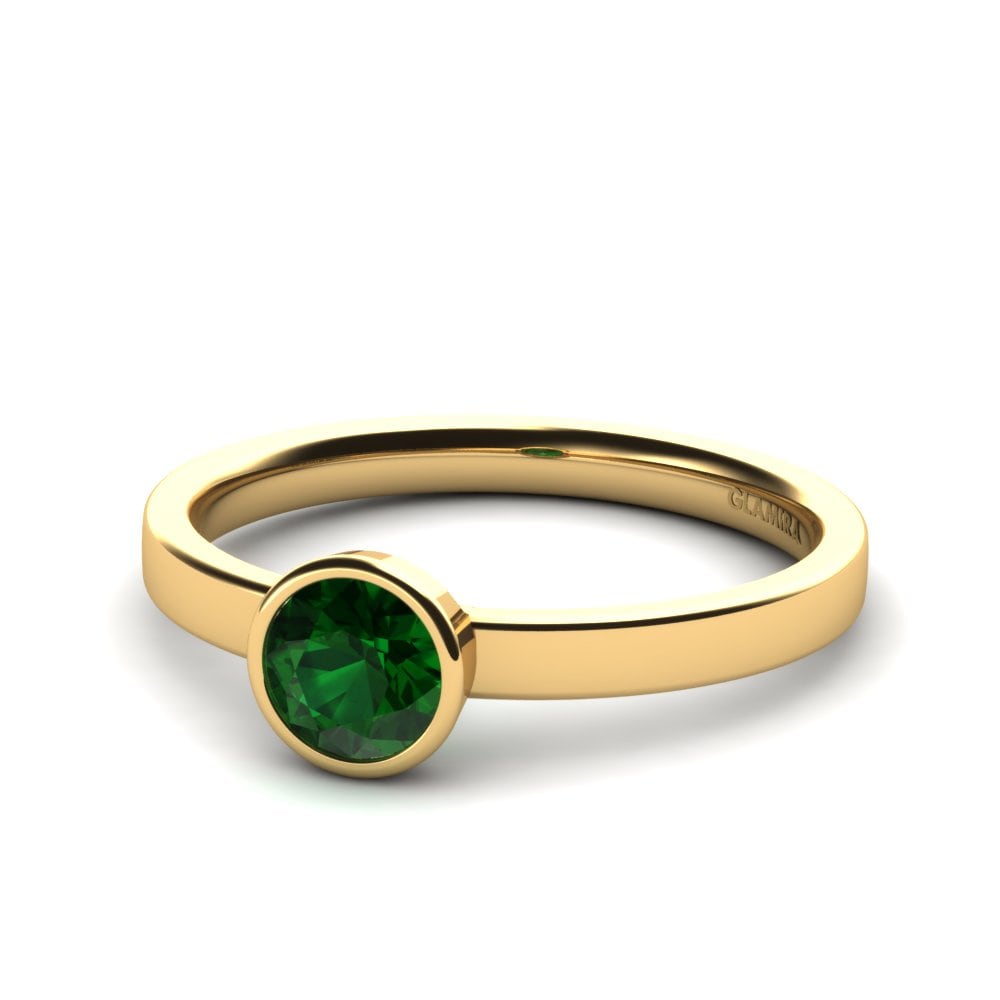 Esmeralda (creada en laboratorio) Set de Anillos Graceful-RING A