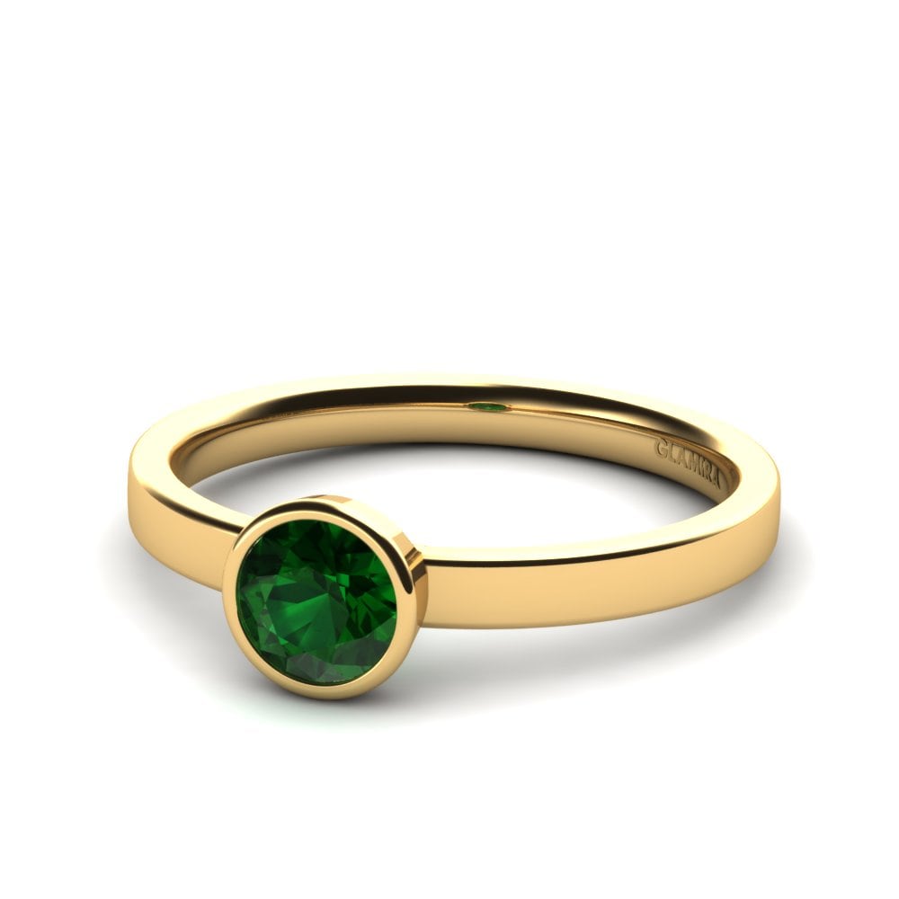 Smaragdi (Laboratiossa luotu) Morsiansetti Graceful-RING A