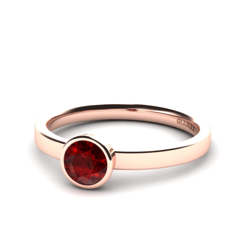 18ct Rose Gold Ruby (Lab Created) Bridal Set Graceful Ring A