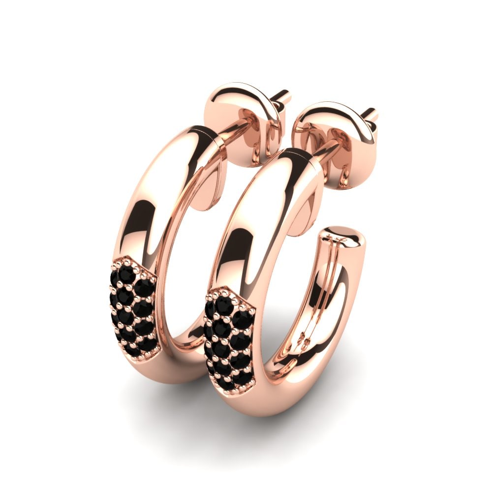 9k Oro Rosa Zafiro negro Pendiente de mujer Tiana