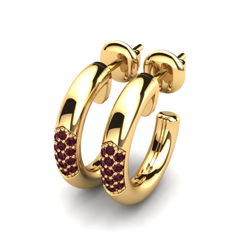 18k Oro Amarillo Granate Pendiente de mujer Tiana