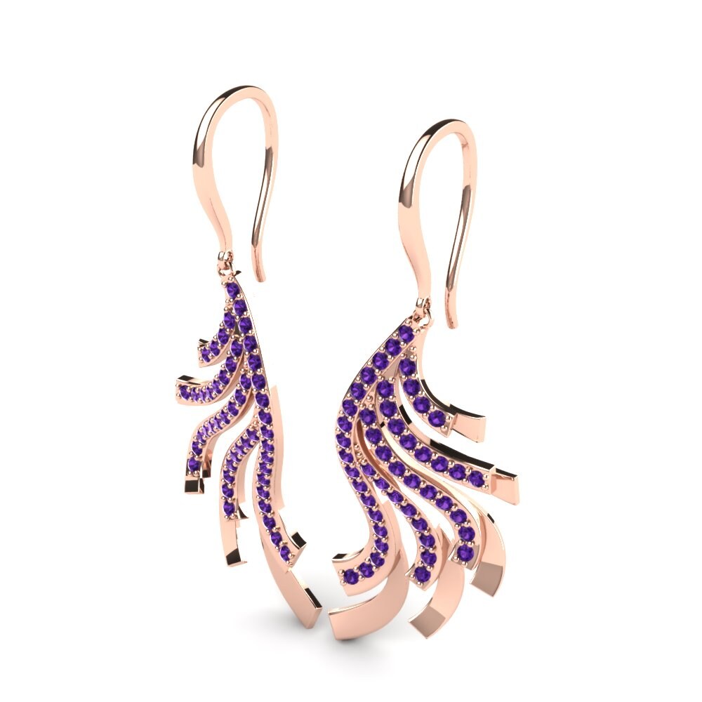 18ct Rose Gold Amethyst Women's Earring Jacey