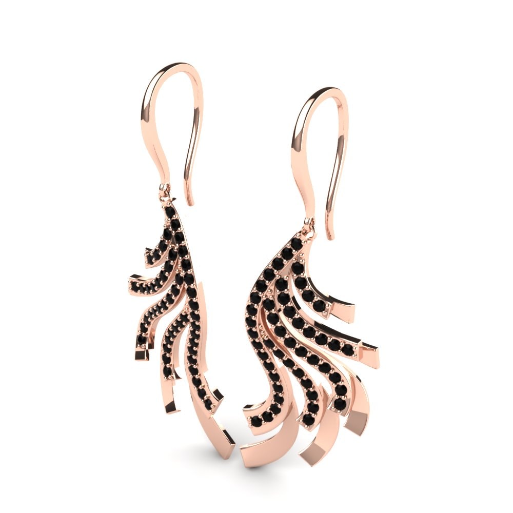 9k Oro Rosa Zafiro negro Pendiente de mujer Jacey