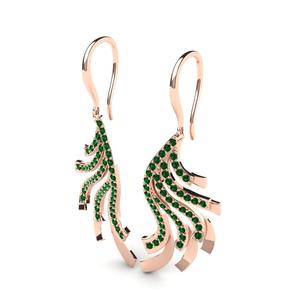 14k Oro Rosa Circonita Verde Pendiente de mujer Jacey