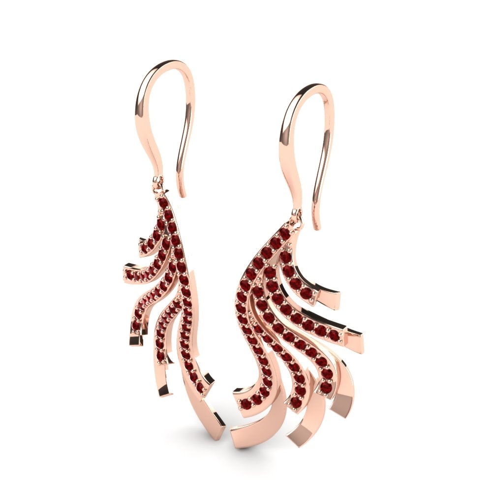 14k Oro Rosa Circonita Roja Pendiente de mujer Jacey