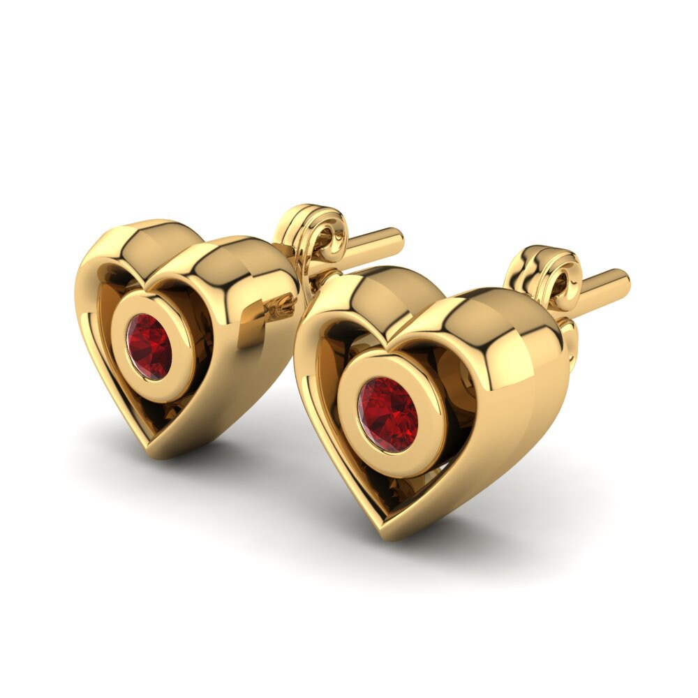 14ct Yellow Gold Ruby Kid's Earring Dukina