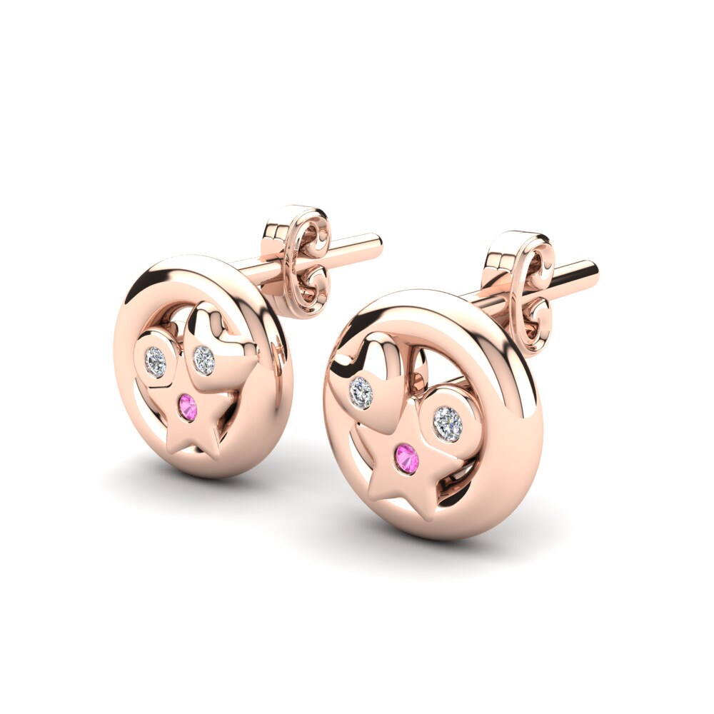 14k Rose Gold Pink Tourmaline Kid's Earring Desislava