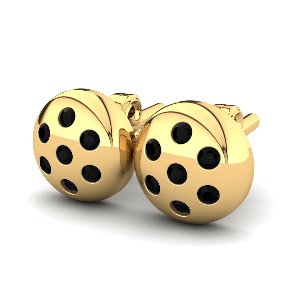 Or Jaune 14k Saphir noir Boucle d'oreille enfant Deleon