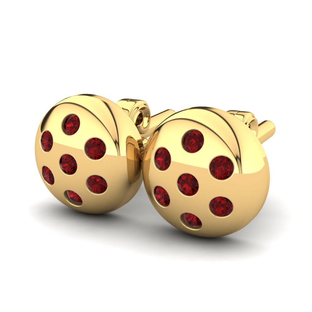 14ct Yellow Gold Ruby Kid's Earring Deleon