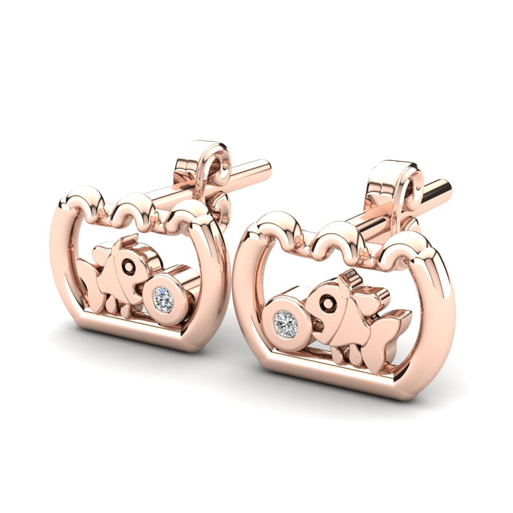 Or rose 14k Diamant De Synthèse Boucle d'oreille enfant Delrita
