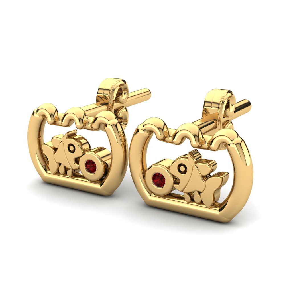14ct Yellow Gold Ruby Kid's Earring Delrita