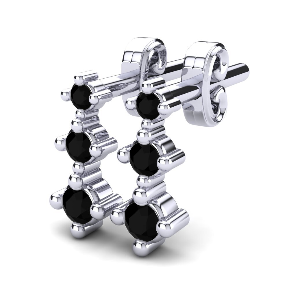 18k White Gold Black Sapphire Kid's Earring Dellish