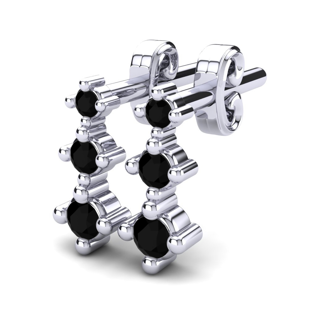 18k White Gold Black Diamond Kid's Earring Dellish