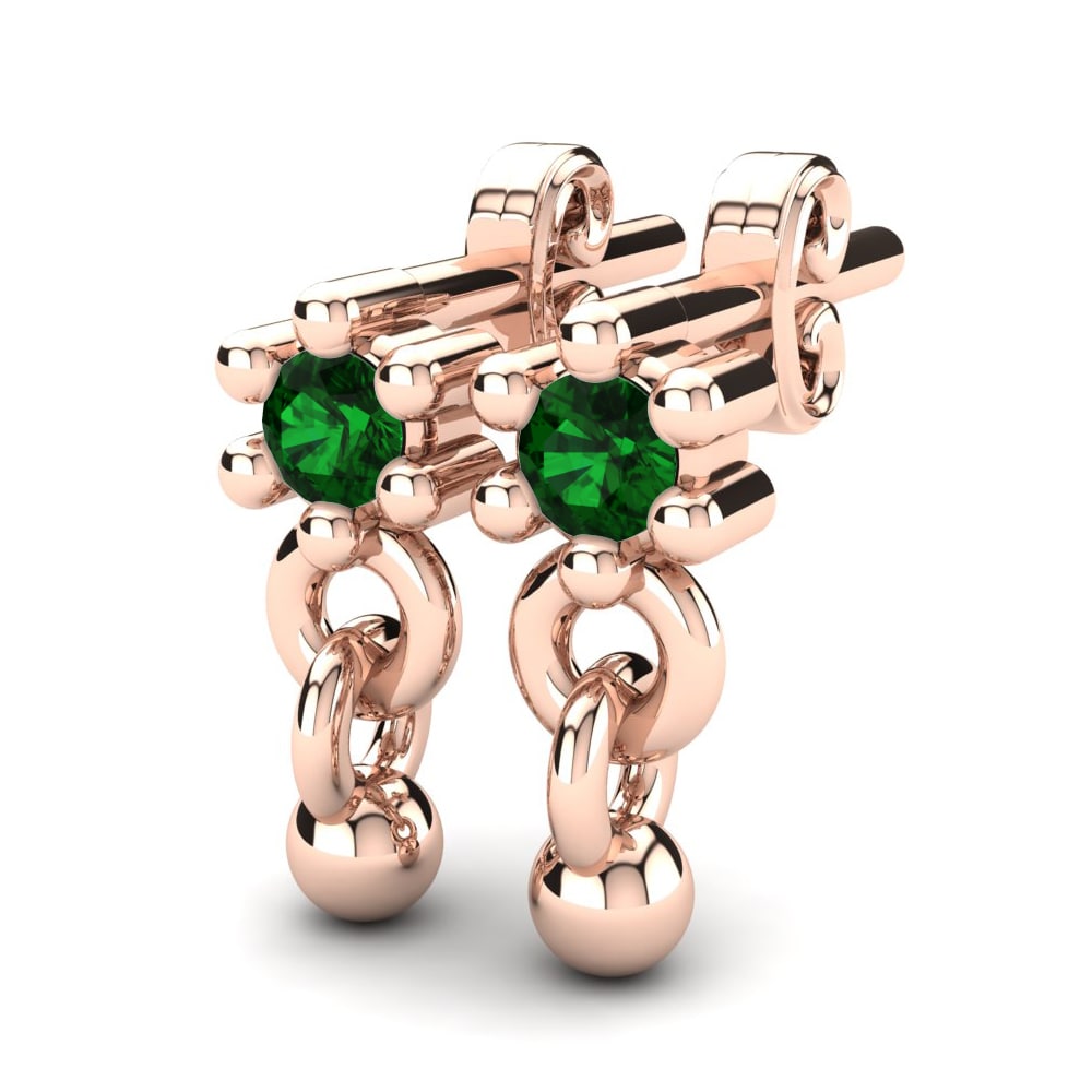 Or rose 14k Émeraude Boucle d'oreille enfant Deljin