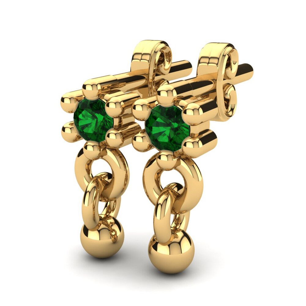 14ct Yellow Gold Emerald Kid's Earring Deljin