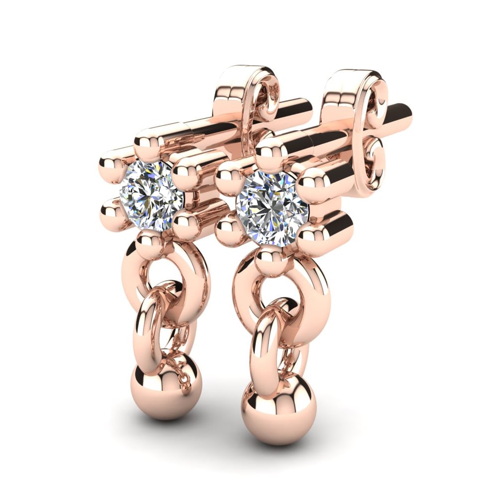 Or rose 14k Diamant De Synthèse Boucle d'oreille enfant Deljin