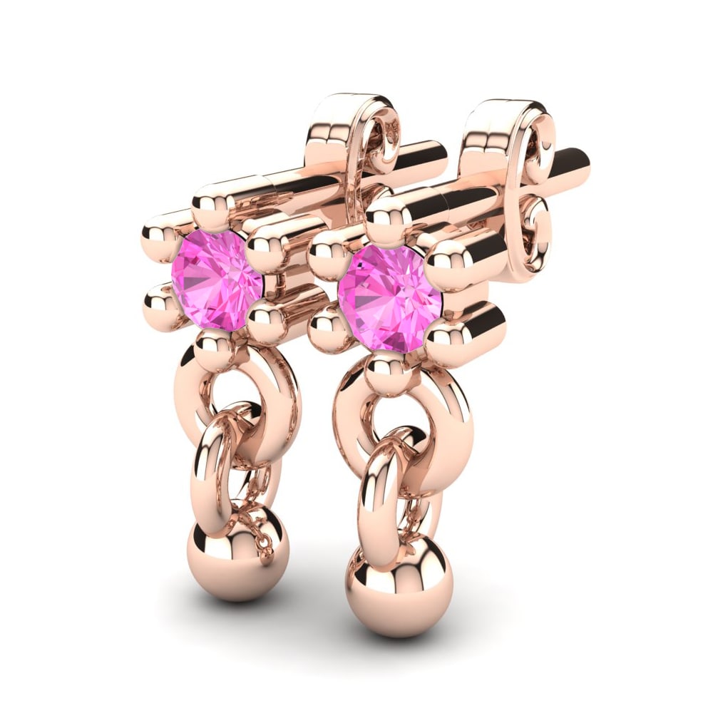 14k Rose Gold Pink Tourmaline Kid's Earring Deljin