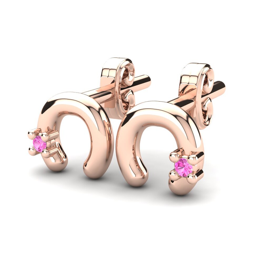 14k Rose Gold Pink Tourmaline Kid's Earring Charmita