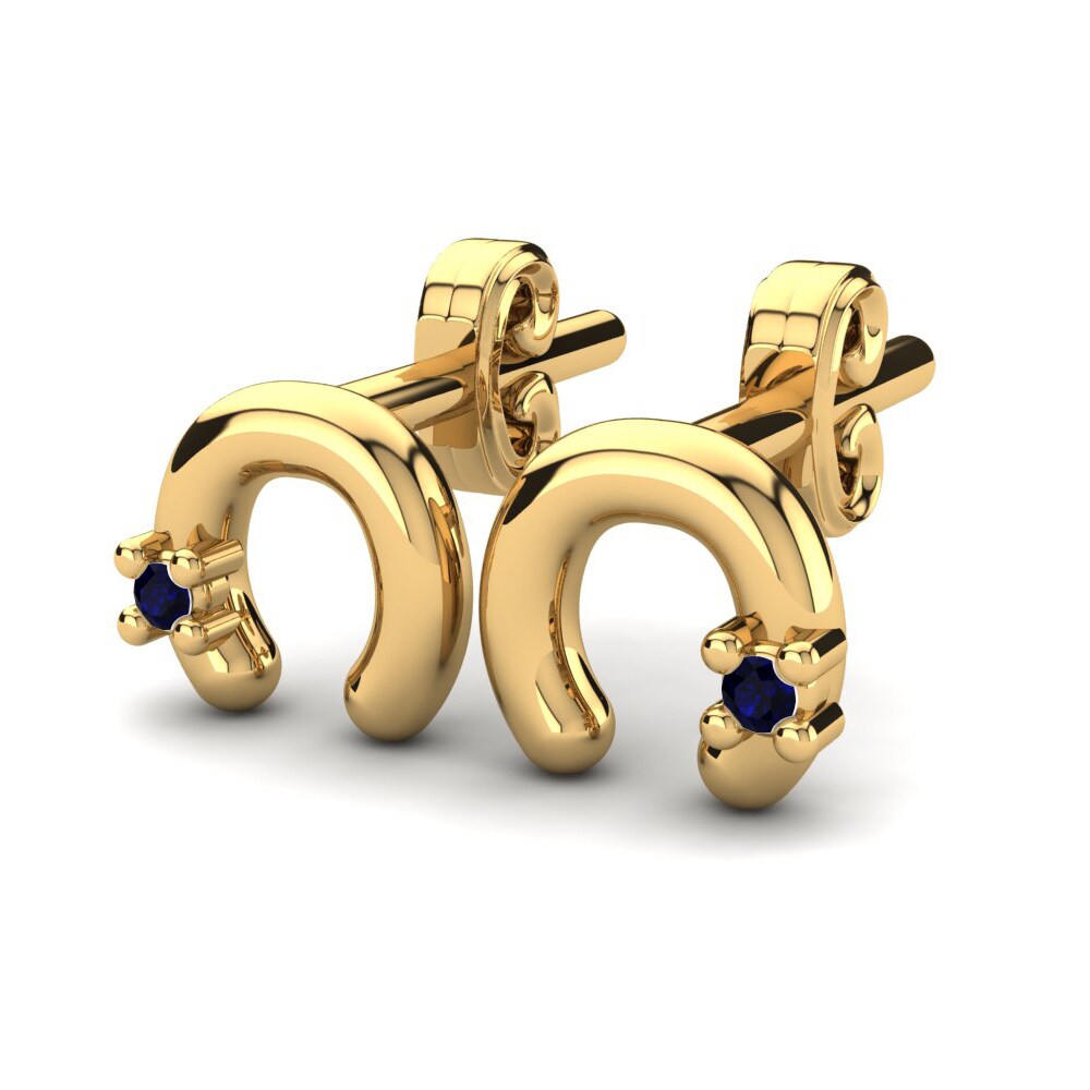 18k Oro Amarillo Circonita Azul Oscuro Pendiente para Niño Charmita