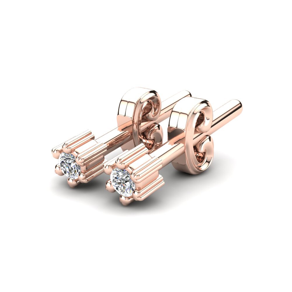 Or rose 14k Diamant De Synthèse Boucle d'oreille enfant Duku