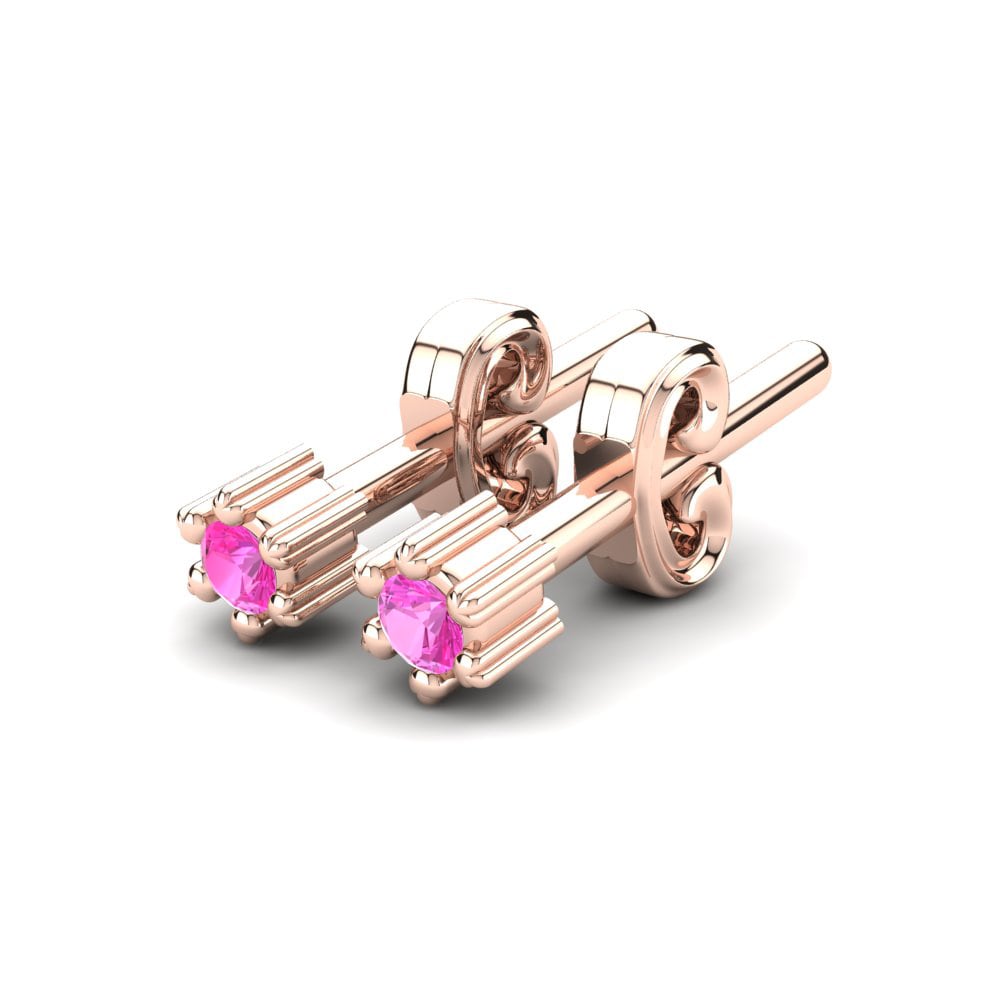 14k Rose Gold Pink Tourmaline Kid's Earring Duku