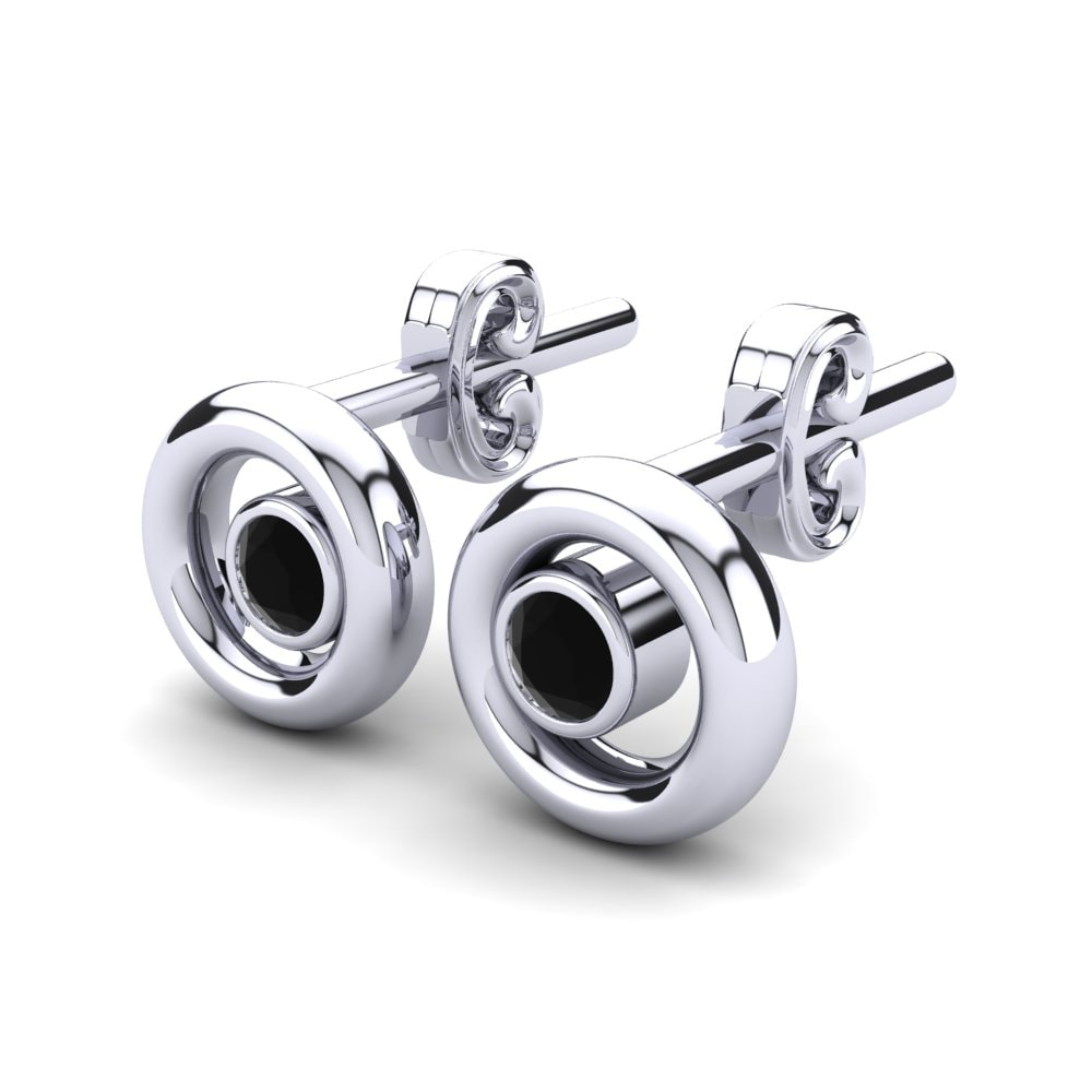 18k White Gold Black Diamond Kid's Earring Dumbo