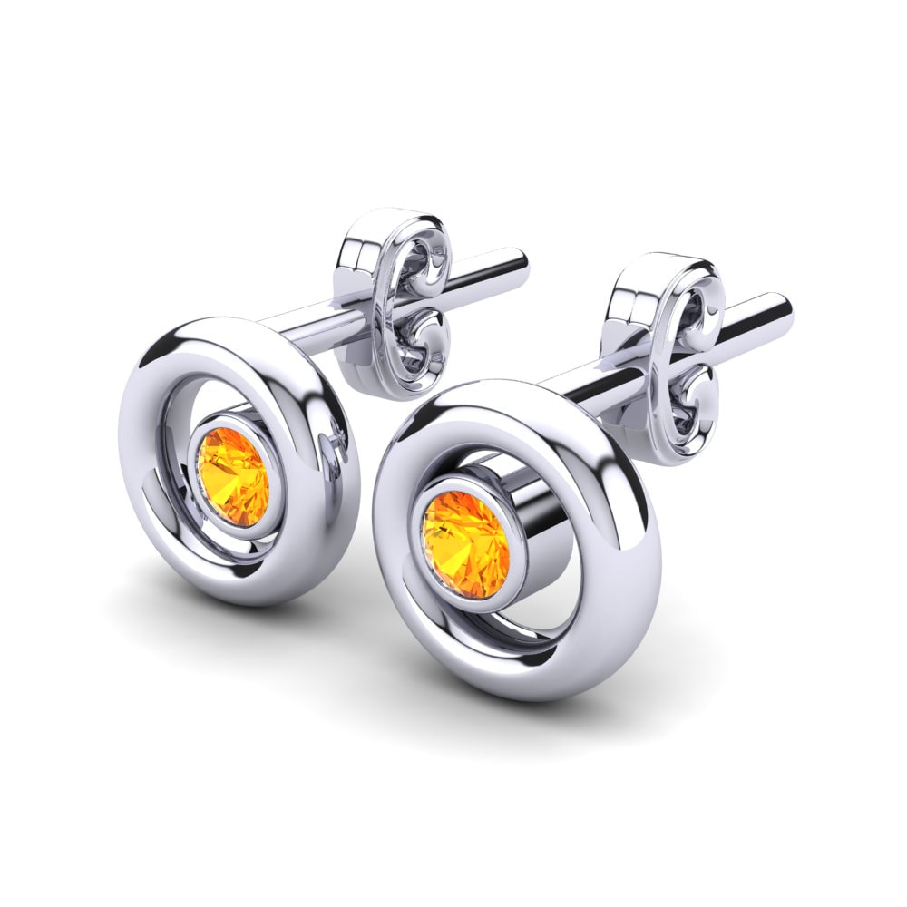 18k White Gold Citrine Kid's Earring Dumbo