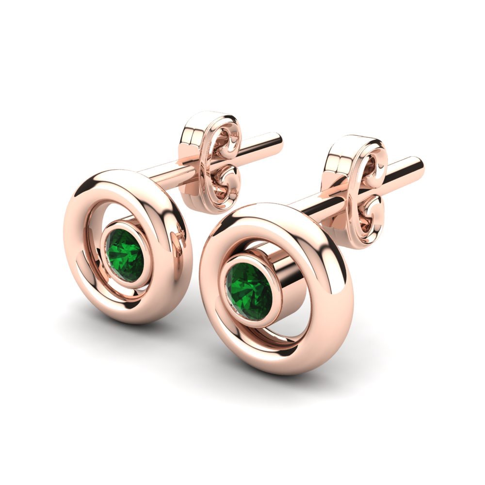 Or rose 14k Émeraude Boucle d'oreille enfant Dumbo