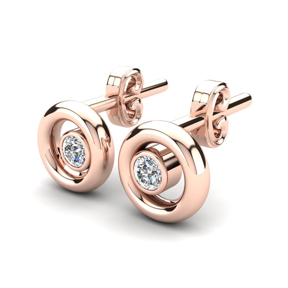 Or rose 14k Diamant De Synthèse Boucle d'oreille enfant Dumbo