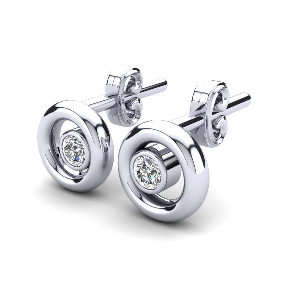 Or Blanc 14k Diamant De Synthèse Boucle d'oreille enfant Dumbo
