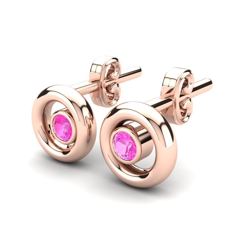 14k Rose Gold Pink Tourmaline Kid's Earring Dumbo