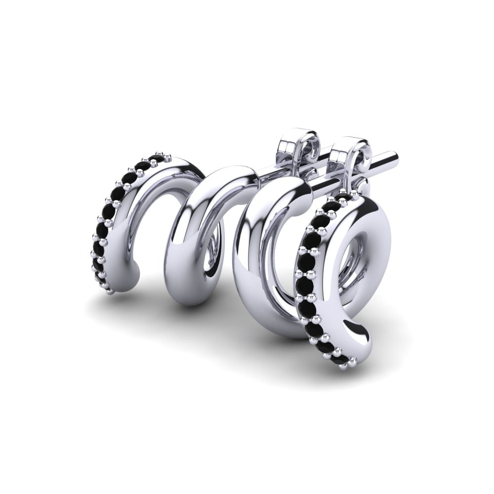 18k White Gold Black Diamond Kid's Earring Eilonwy