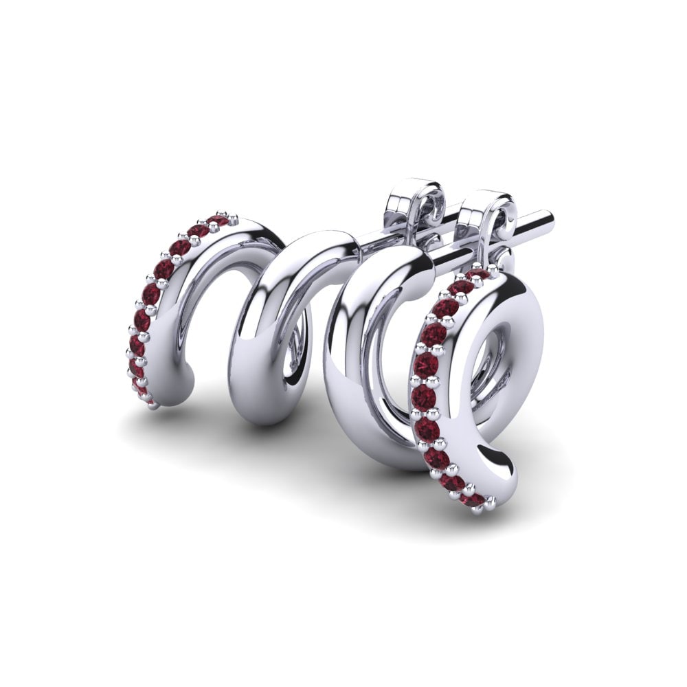 14k White Gold Garnet Kid's Earring Eilonwy