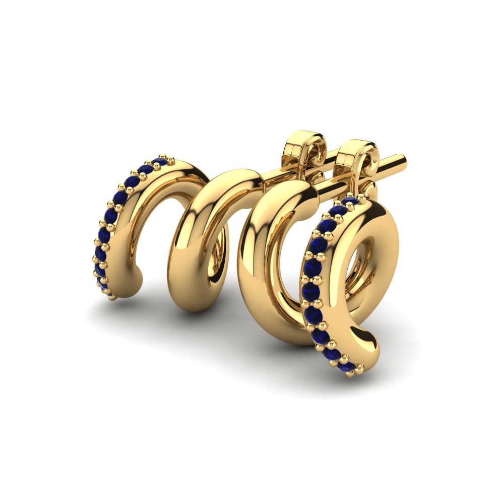 18k Oro Amarillo Circonita Azul Oscuro Pendiente para Niño Eilonwy