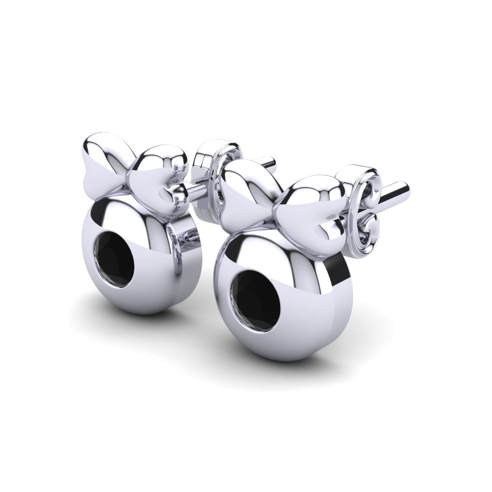 18k White Gold Black Diamond Kid's Earring Eshaun