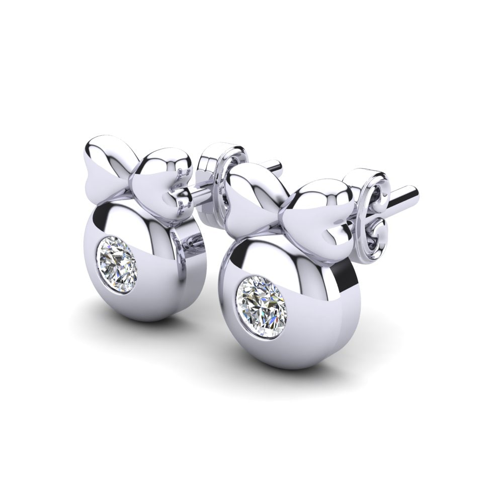 Or Blanc 14k Diamant De Synthèse Boucle d'oreille enfant Eshaun