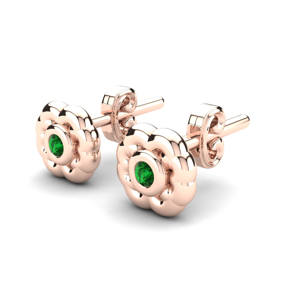 Or rose 14k Émeraude Boucle d'oreille enfant Flurry