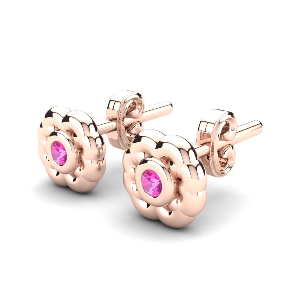 14k Rose Gold Pink Tourmaline Kid's Earring Flurry