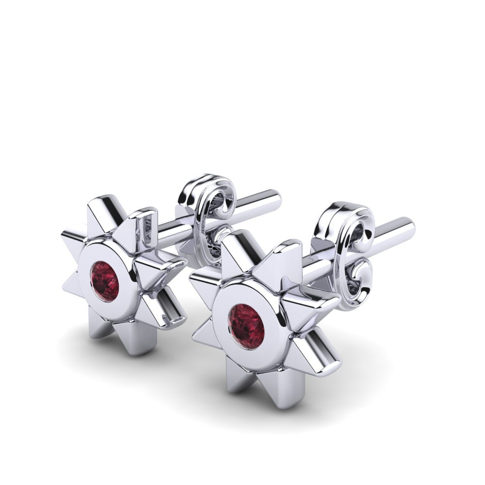 14k White Gold Garnet Kid's Earring Dreama