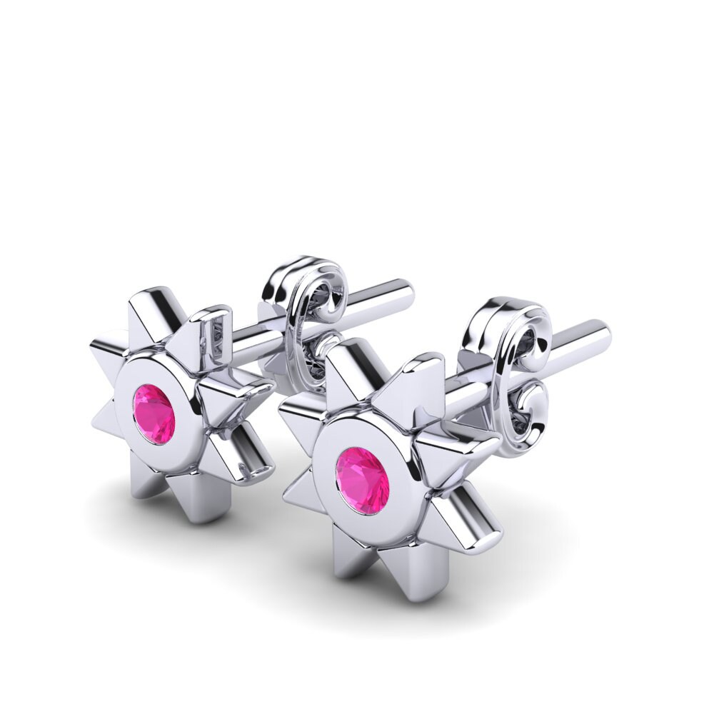 14k Oro Blanco Turmalina rosa Pendiente para Niño Dreama