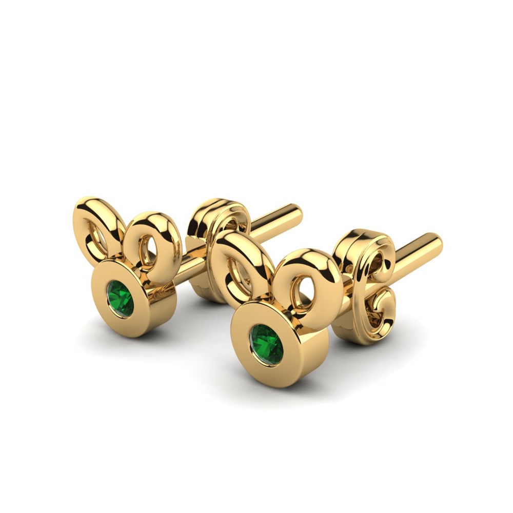 14ct Yellow Gold Emerald Kid's Earring Dopey