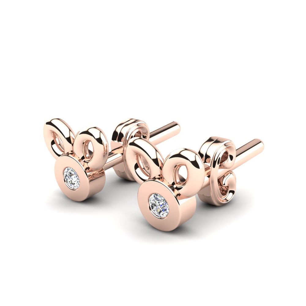 Or rose 14k Diamant De Synthèse Boucle d'oreille enfant Dopey