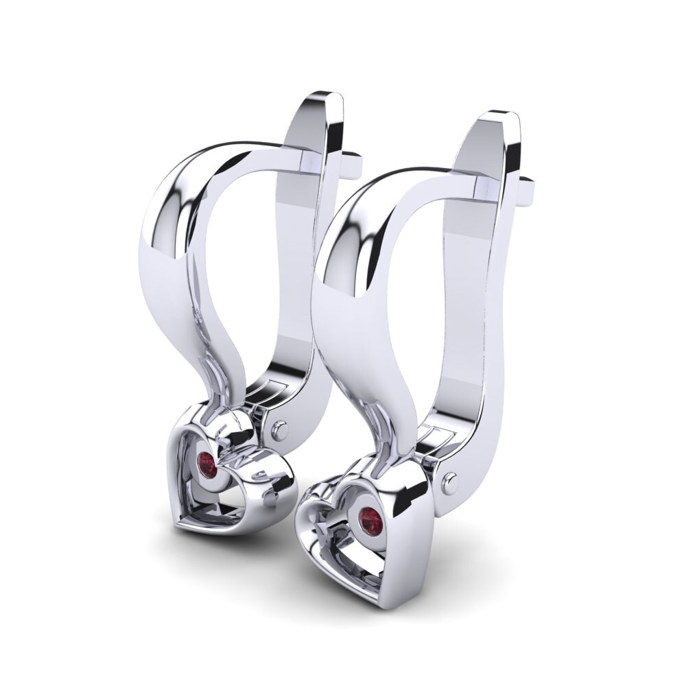 14k White Gold Garnet Kid's Earring Diorama