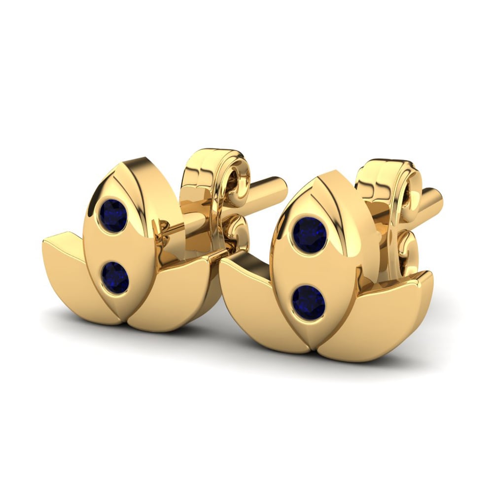 18k Oro Amarillo Circonita Azul Oscuro Pendiente para Niño Drun
