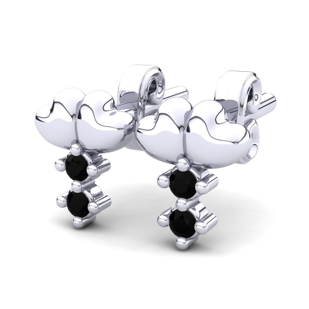 18k White Gold Black Diamond Kid's Earring Delaris