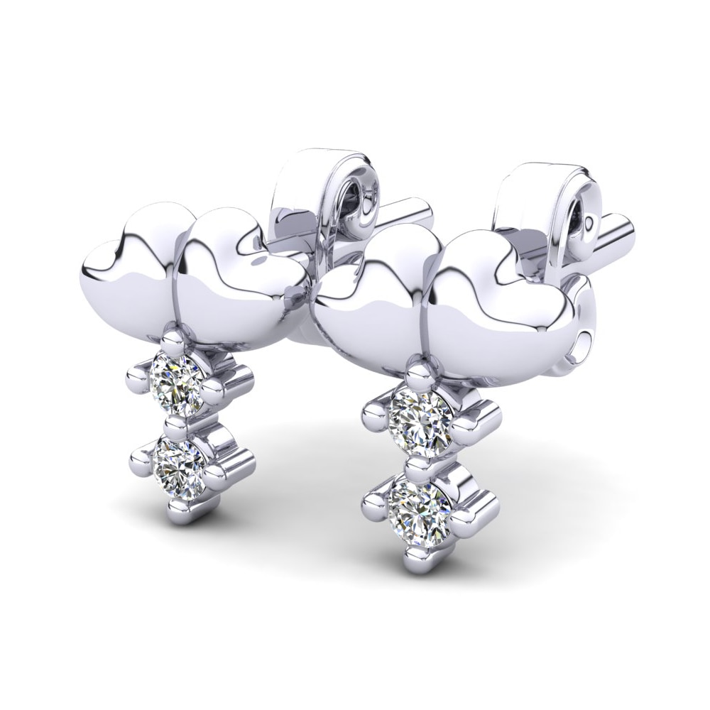 Or Blanc 14k Diamant De Synthèse Boucle d'oreille enfant Delaris