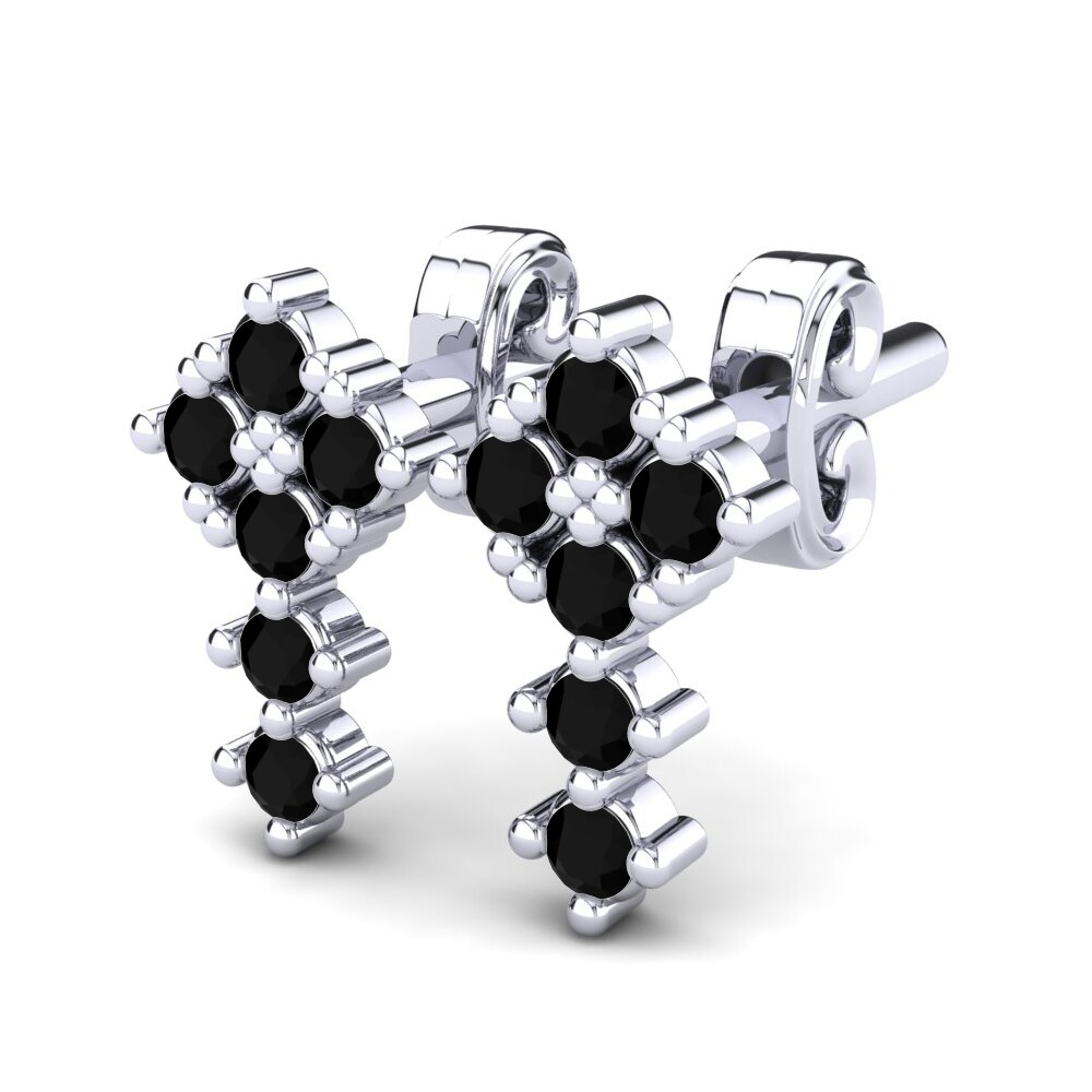 18k White Gold Black Diamond Kid's Earring Delaini