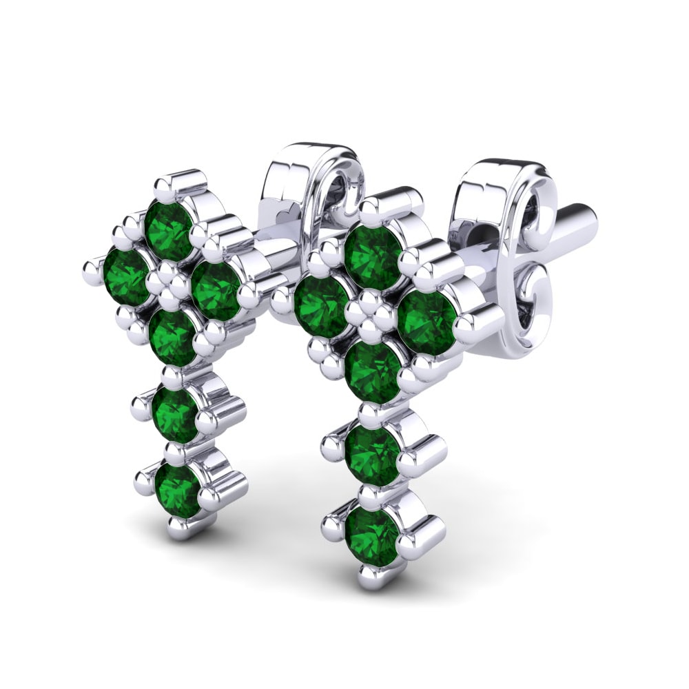 Or Blanc 14k Émeraude Boucle d'oreille enfant Delaini