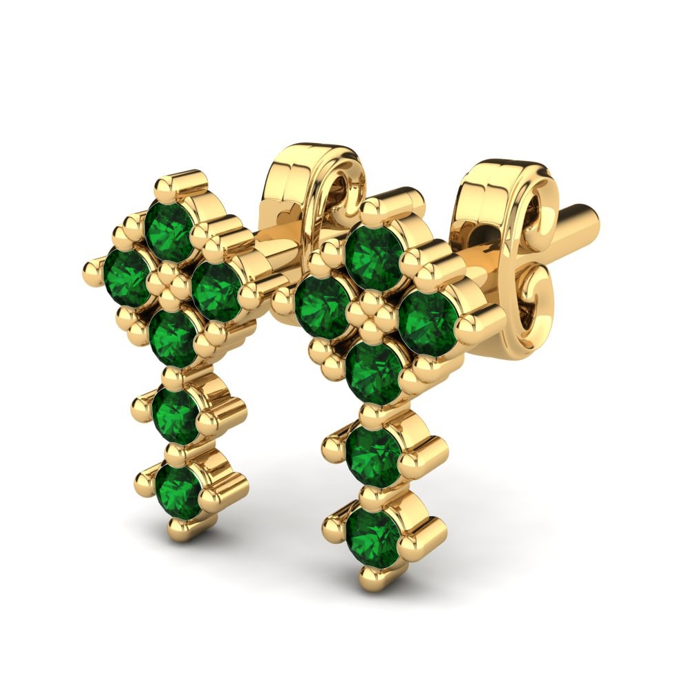 14ct Yellow Gold Emerald Kid's Earring Delaini